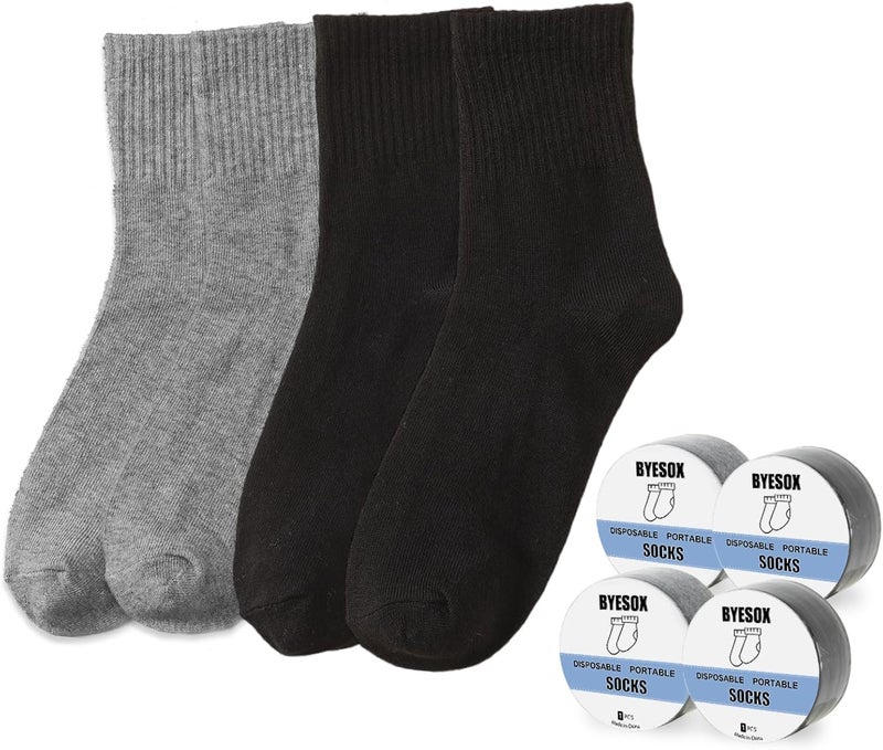 BYESOX 12 Pairs Disposable Socks for Travel, Single-use Compressed Socks Good for On-the-Go - Image 1